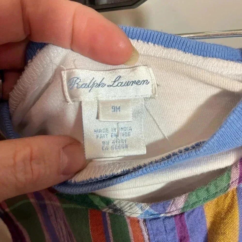 Ralph Lauren Baby plaid madras shortalls size‎ 9 months